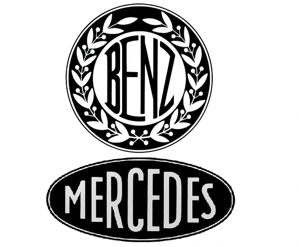 Benz und Mercedes alte Logos.